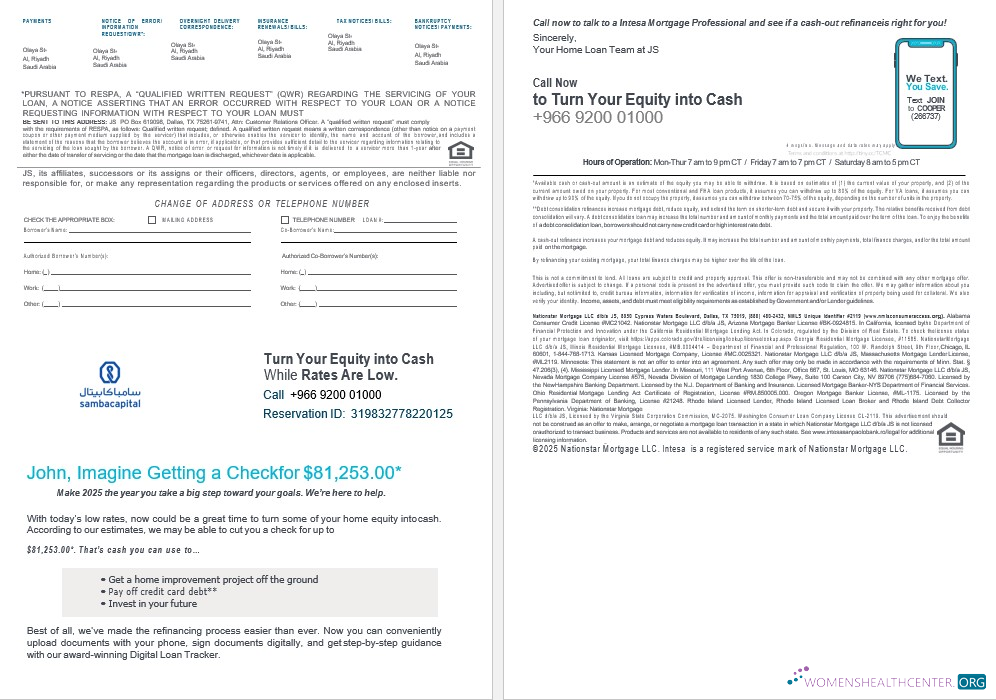 Download Saudi Arabia Samba bank mortgage statement in Word and PDF formats 3 4 Photoshop template